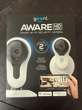 NEW - Geeni Aware HD Smart Wi‑Fi Security Camera - White & Black